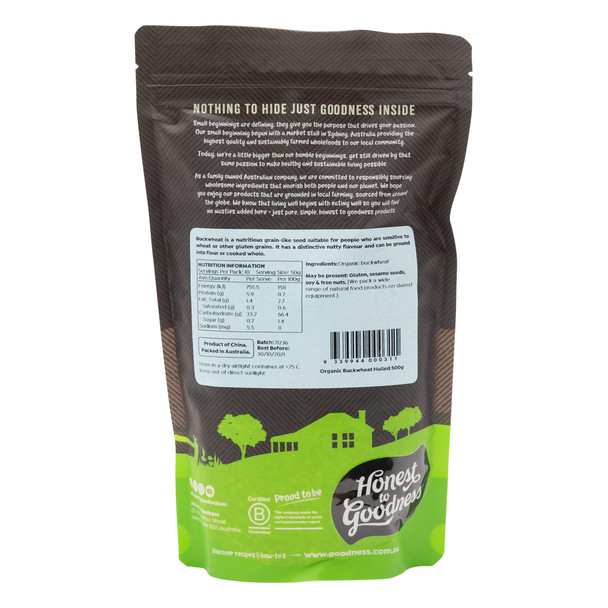 Organic Hulled Buckwheat 500g 3