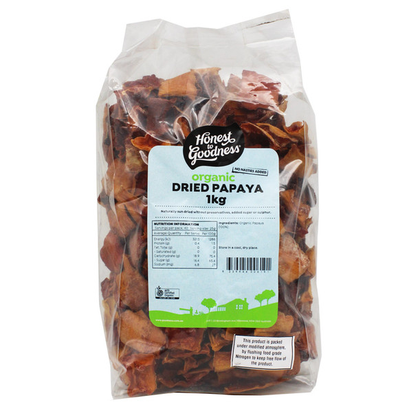 Organic Dried Papaya 1KG Front