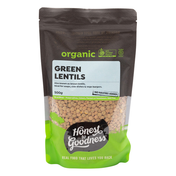 Organic Green Lentils 500g | Pantry Item| Honest to Goodness