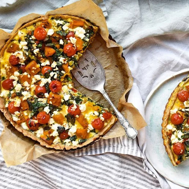 Buckwheat Quiche with Pumpkin, Spinach, Basil, Feta and Cherry Tomatoes 1