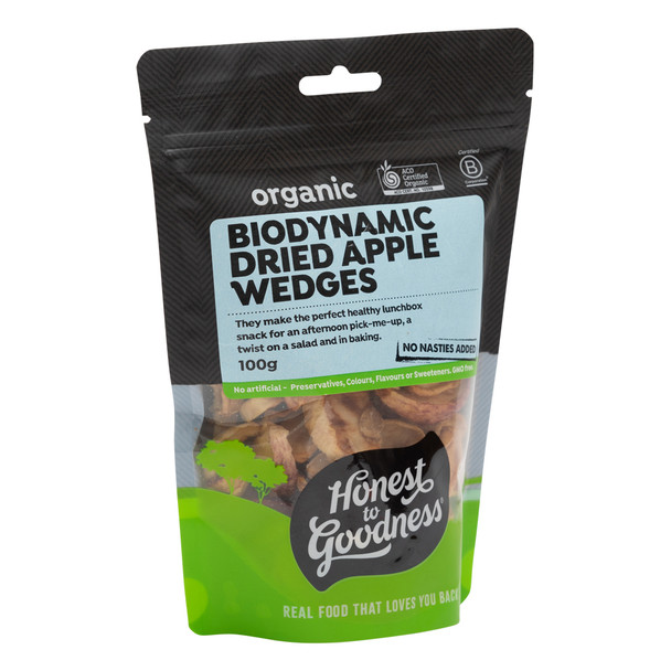 Honest to Goodness Biodynamic Dried Apple Wedges 100g 2