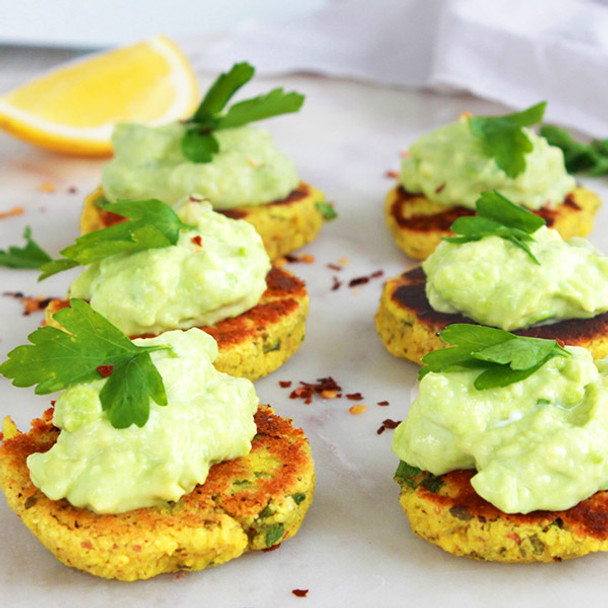 Mini Savoury Turmeric Pancakes with Avocado Cream 1