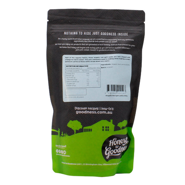 Organic Red Split Lentils 500g | Honest to Goodness