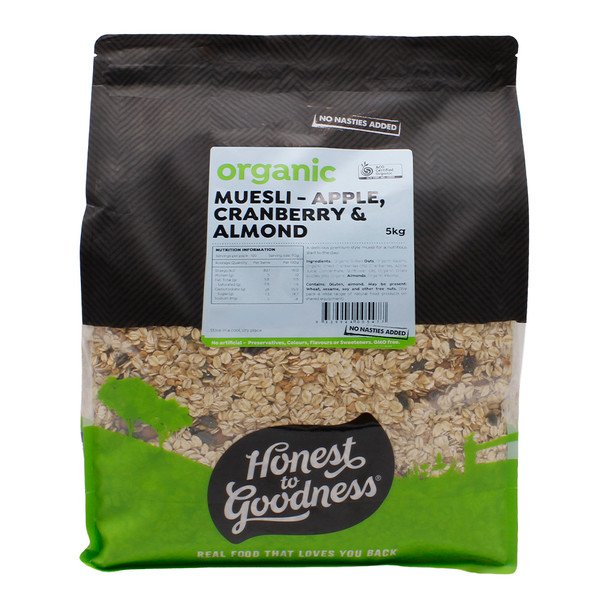 Organic Apple and Cranberry Muesli 5KG | Honest to Goodness