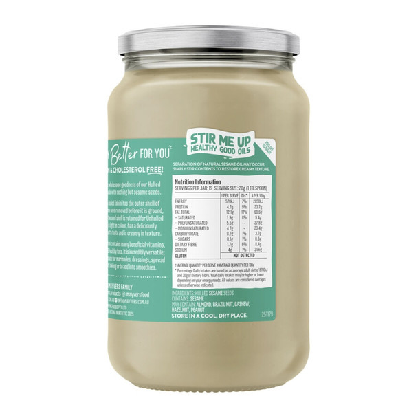 Mayver's Organic Hulled Tahini 385g | Honest to Goodness