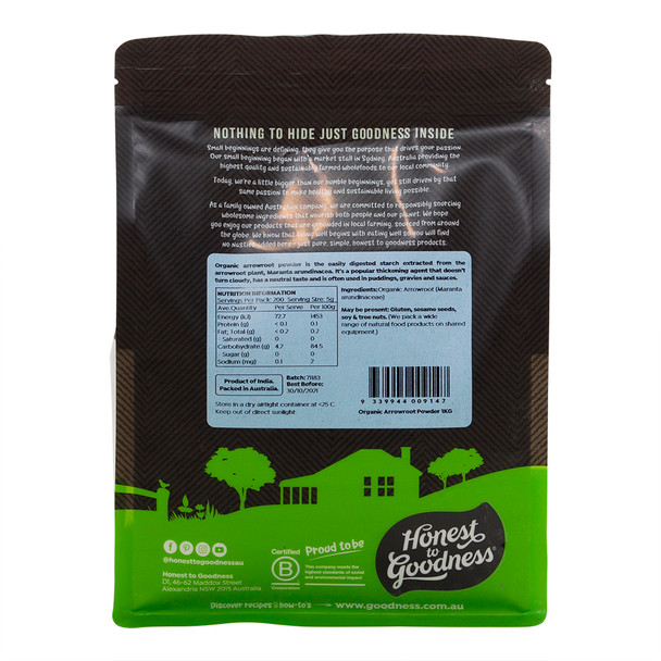 Honest to Goodness Organic Arrowroot Powder 1KG 3