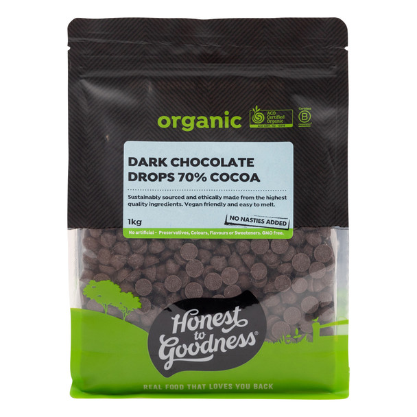 Organic Dark Chocolate Drops 70% Cocoa 1KG 1