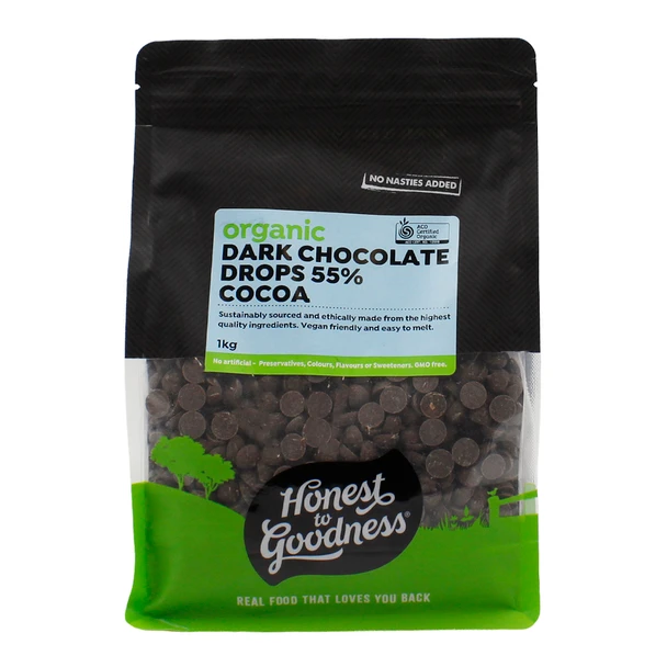 Organic Dark Chocolate Drops 55% Cocoa | Honest to Goodness