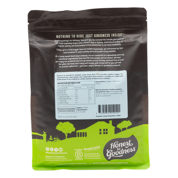 Organic White Long Grain Rice 1.5KG