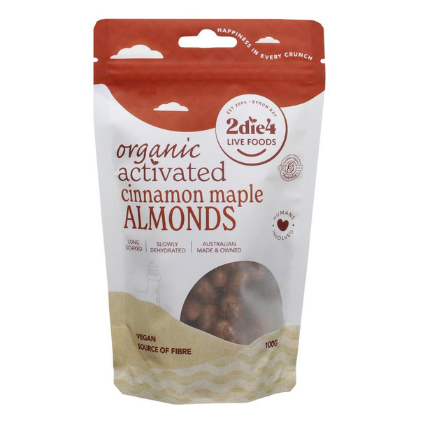 Activated Organic Cinnamon Maple Almonds 100g Front | Honest to Goodness