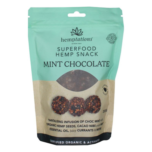 Activated Organic Hemptations Mint Choc 200g Front | Honest to Goodness