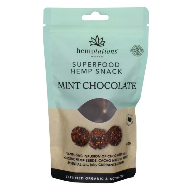 Activated Organic Hemptations Mint Choc 80g Front | Honest to Goodness