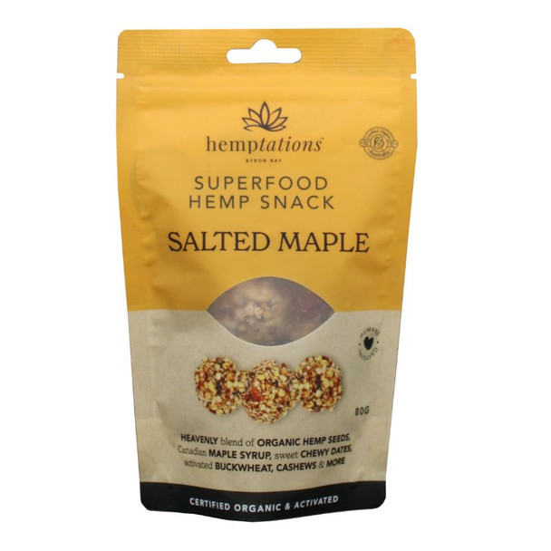 Activated Organic Hemptations Salted Maple 80g Front | Honest to Goodness
