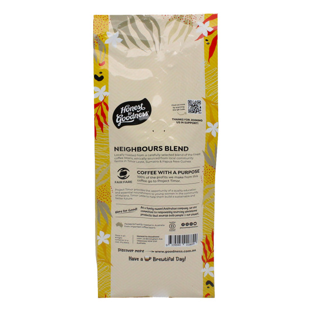 Organic Neighbours Blend Coffee Beans 1KG - Back | Honest to Goodness