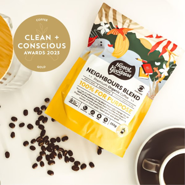 Organic Neighbours Blend Ground Coffee 250g - Awards| Honest to Goodness