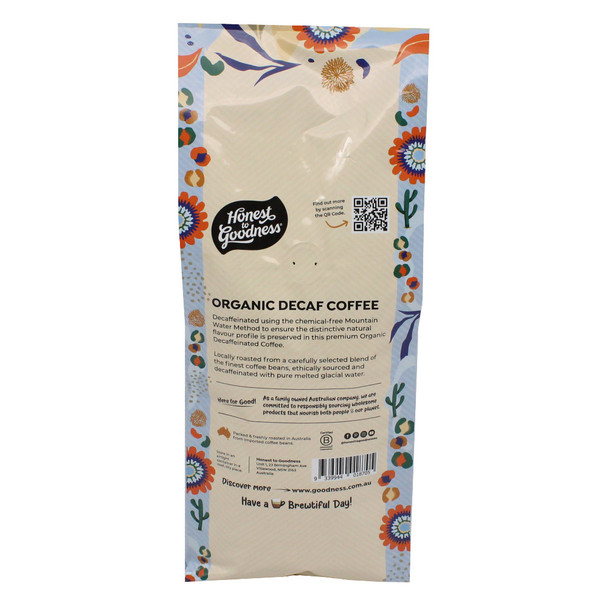 Organic Decaf Single Origin Coffee Beans 1KG - Back| Honest to Goodness