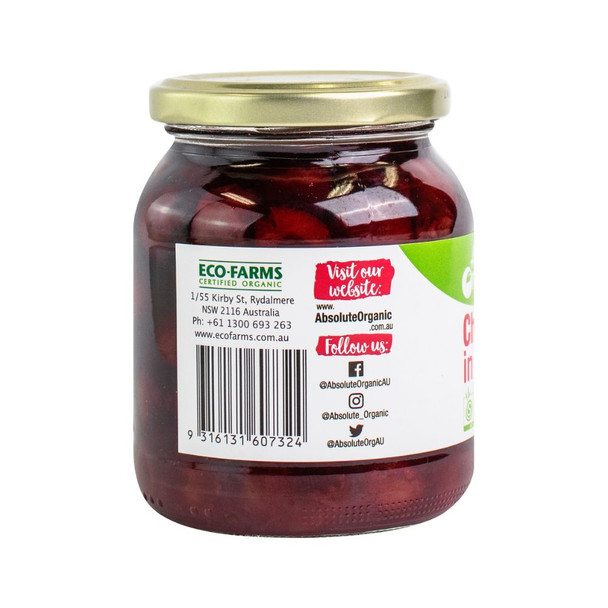 Organic Cherries in Juice 350g Side | Honest to Goodness