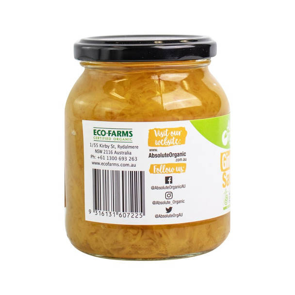 Organic Ginger & Turmeric Sauerkraut 350g Side | Honest to Goodness