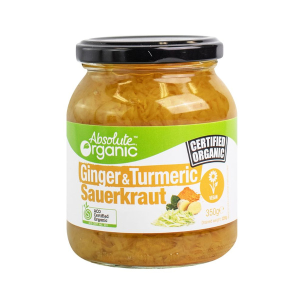 Organic Ginger & Turmeric Sauerkraut 350g Front | Honest to Goodness