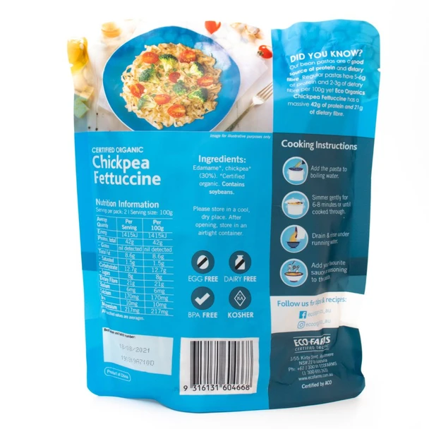 Organic Chickpea Fettuccine 200g Back | Honest to Goodness
