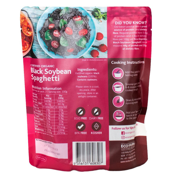 Organic Black Soybean Spaghetti  200g Back | Honest to Goodness