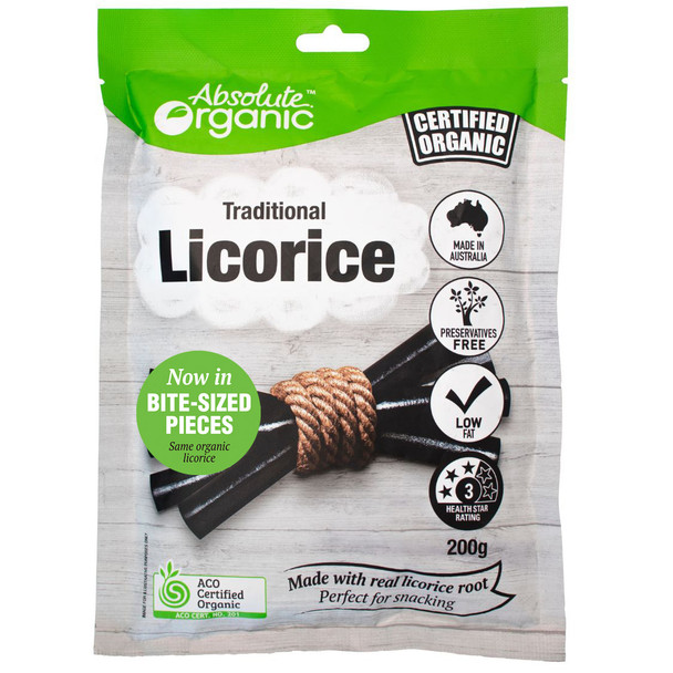 Organic Licorice Original 200g Front | Honest to Goodness