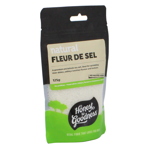 Fleur de Sel de Guerande Salt 125g Side  | Honest to Goodness