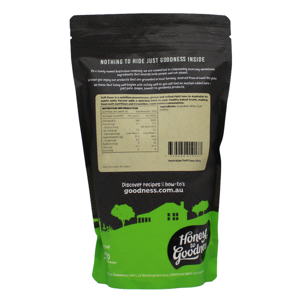 Honest to Goodness Teff Flour - Back