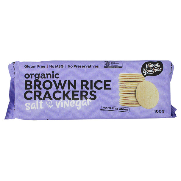 Organic Brown Rice Crackers Salt & Vinegar 100g