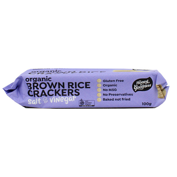 Organic Brown Rice Crackers Salt & Vinegar 100g
