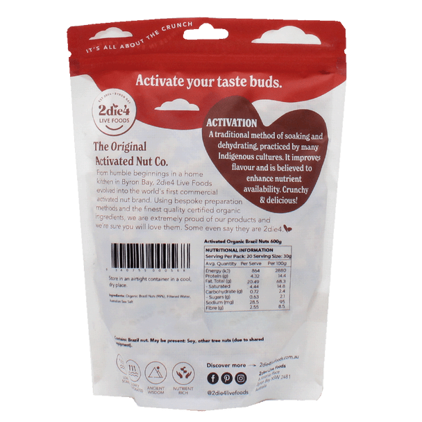 Activated Organic Brazil Nuts 600g Back | Honest to Goodness