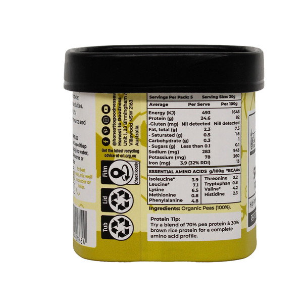 Organic Sprouted Pea Protein Powder 150g | Honest to Goodness