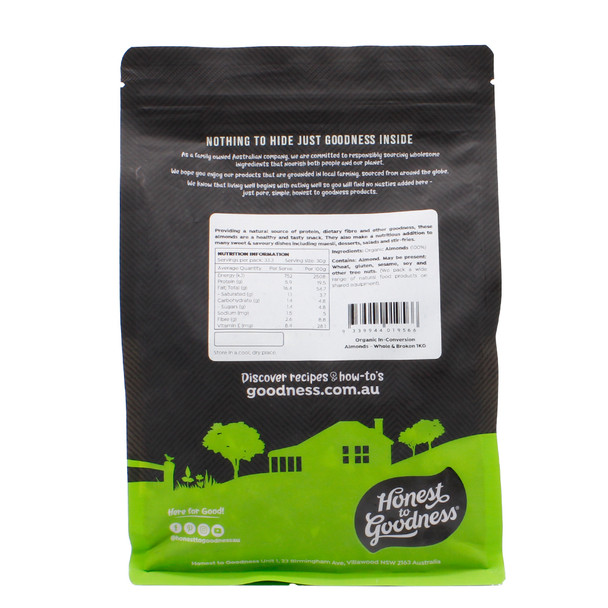 Organic In-Conversion Almonds - Whole & Broken 1KG | Honest to Goodness