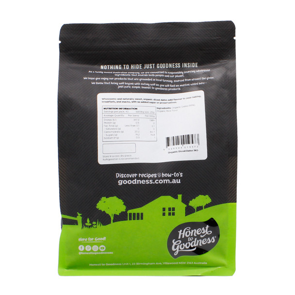 Organic Diced Dates 1KG | Honest to Goodness