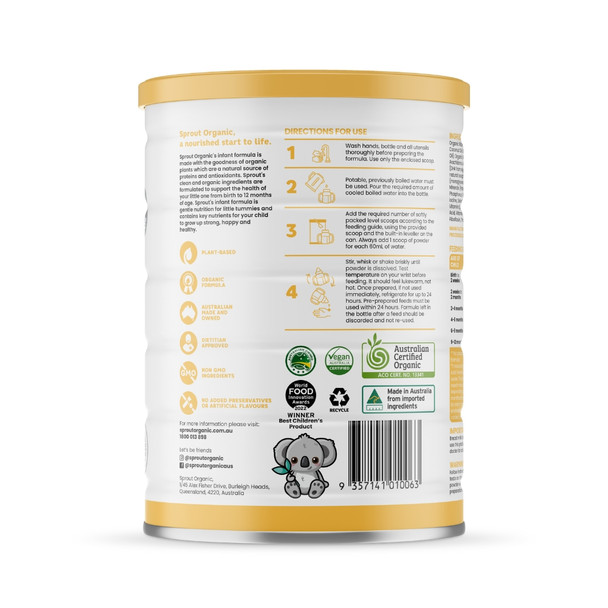 Sprout Organic Infant Formula - Tin 700g | Honest to Goodness