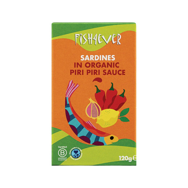 F4E Sardines in Org Piri Piri Sauce 120g | Honest to Goodness