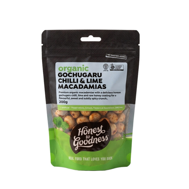 Organic Gochugaru Chilli & Lime Macadamias 200g | Honest to Goodness