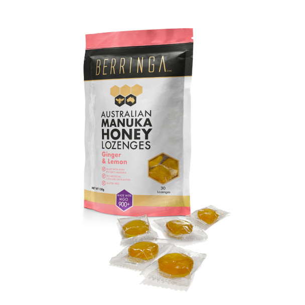Australian Manuka Honey Ginger Lemon Lozenges 150g | Honest to Goodess