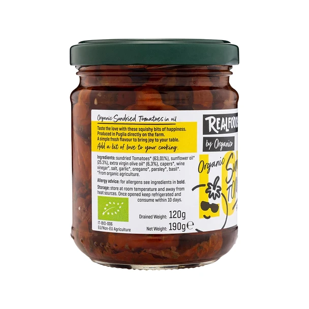 Organico Realfoods Sundried Tomatoes in Oil 190g | Honest to Goodness