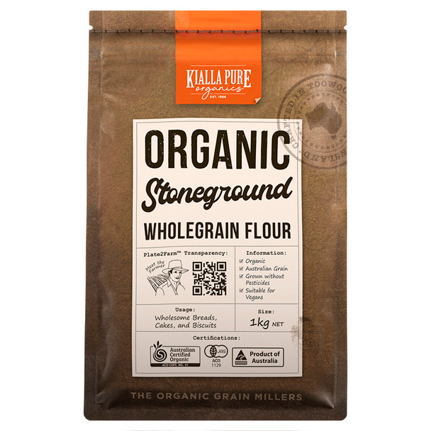 Organic Stoneground Wholegrain Plain Flour 1KG | Honest to Goodness