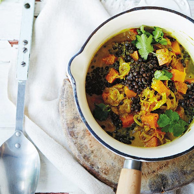 Black Beluga Lentil, Sweet Potato and Coconut Stew