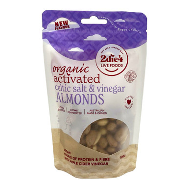 Activated Organic Celtic Salt & Vinegar Almonds 120g | 2Die4 Live Foods