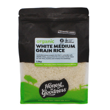 Organic White Medium Grain Rice 1.5KG | Honest to Goodness