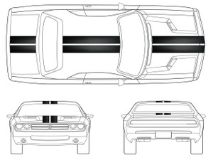 RACING STRIPES, 5D Carbon Fiber Vinyl, - Fits Dodge CHALLENGER - Black (FREE Shipping)