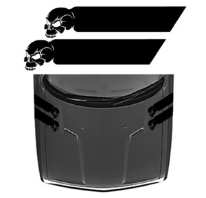 SKULL Fender Hood Hash Bar vinyl RACING STRIPES 5" Decal, fits Dodge CHALLENGER