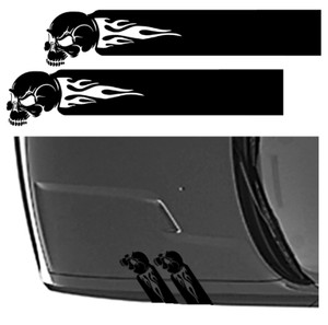 SKULL with Flames Fender Hash Bar vinyl RACING STRIPES 5" Decal, fits Dodge CHALLENGER