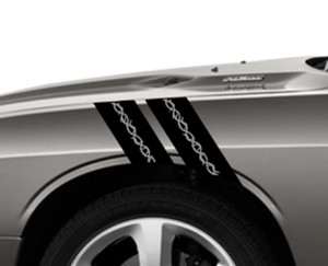Barbwire Fender Hash Bar vinyl RACING STRIPES 4" Decal, fits Dodge CHALLENGER