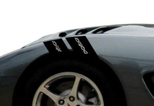 4" Fender BarbWire Hash Bar Vinyl RACING STRIPES (fits Chevy CORVETTE C5)