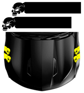 SKULL Fender Hash Bar vinyl RACING STRIPES 5" Decal, fits Chevy Camaro