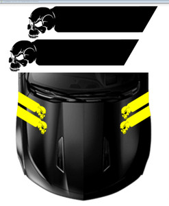 SKULL Fender Hood Hash Bar vinyl RACING STRIPES 5" Decal, fits Chevy Camaro